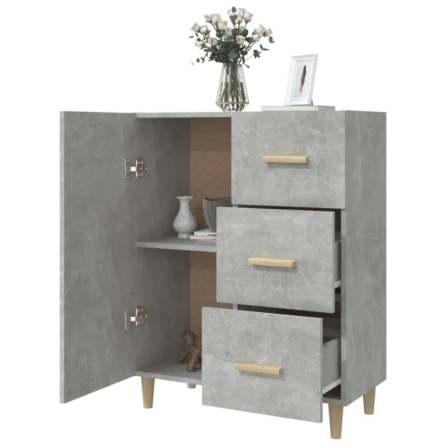 Buffet gris béton 69,5x34x90 cm bois d'ingénierie - 4