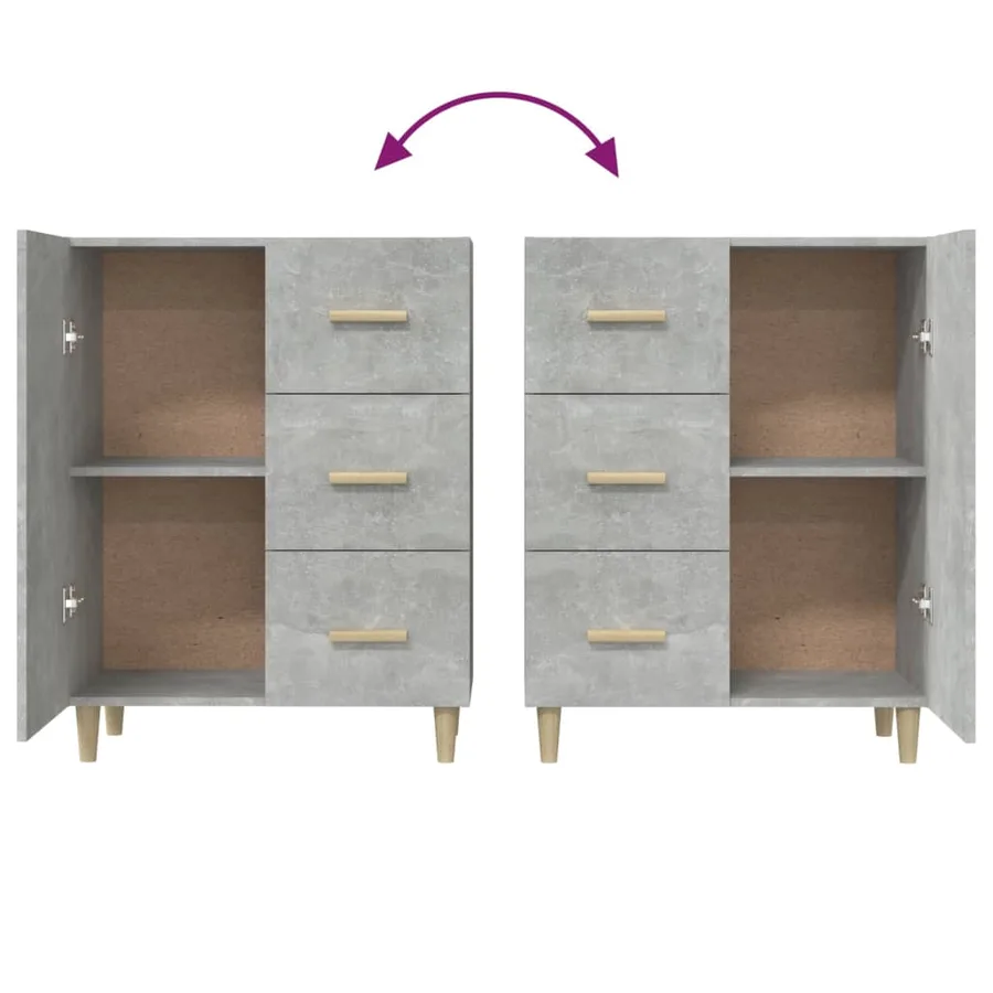 Buffet gris béton 69,5x34x90 cm bois d'ingénierie - 8