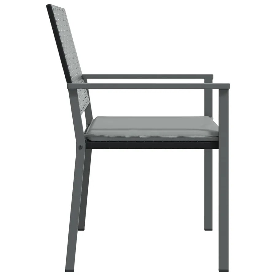 Chaises de jardin et coussins lot de 6 noir 54x62,5x89 cm rotin - 5