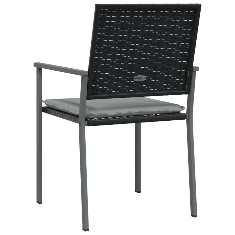 Chaises de jardin et coussins lot de 6 noir 54x62,5x89 cm rotin - 6