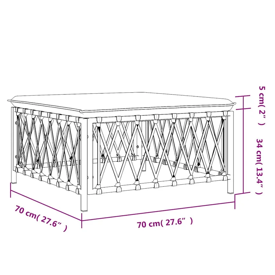 Repose-pied de jardin avec coussin blanc tissu tissé - 7