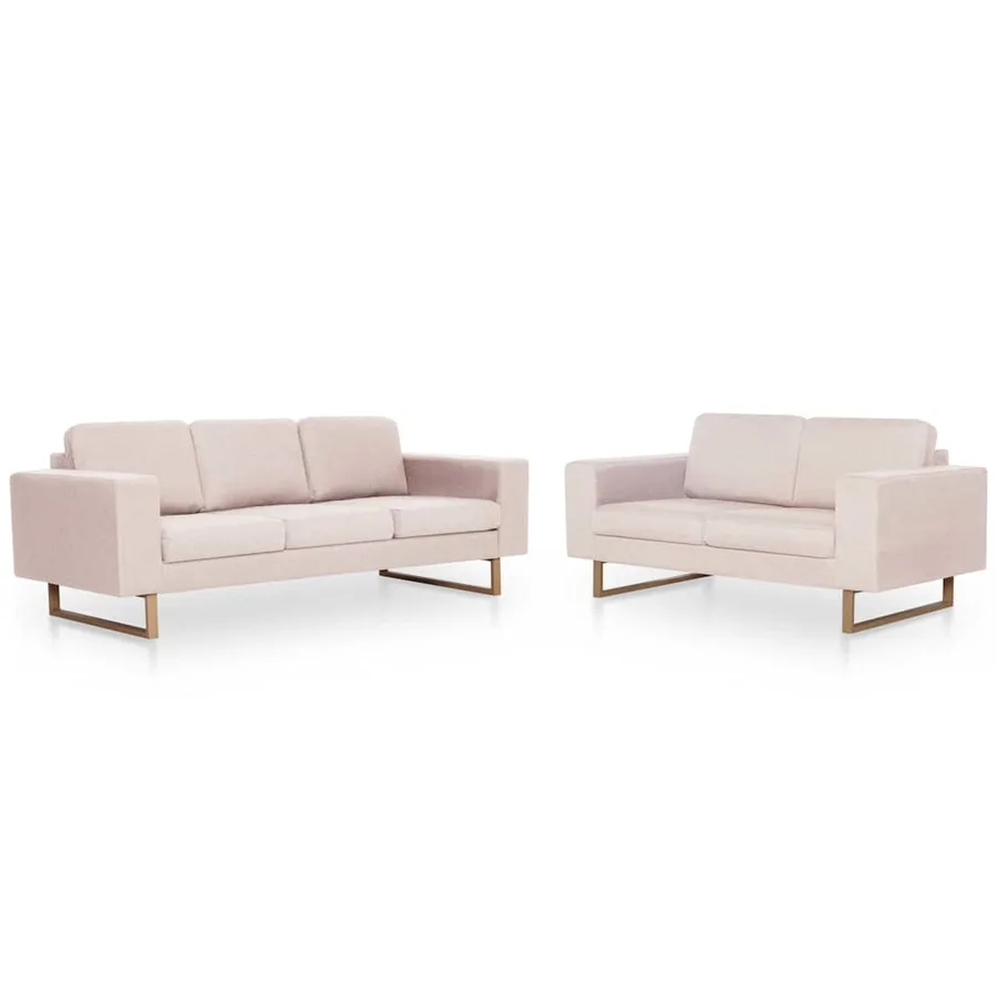 Ensemble de canapé 2 pcs tissu crème - 2