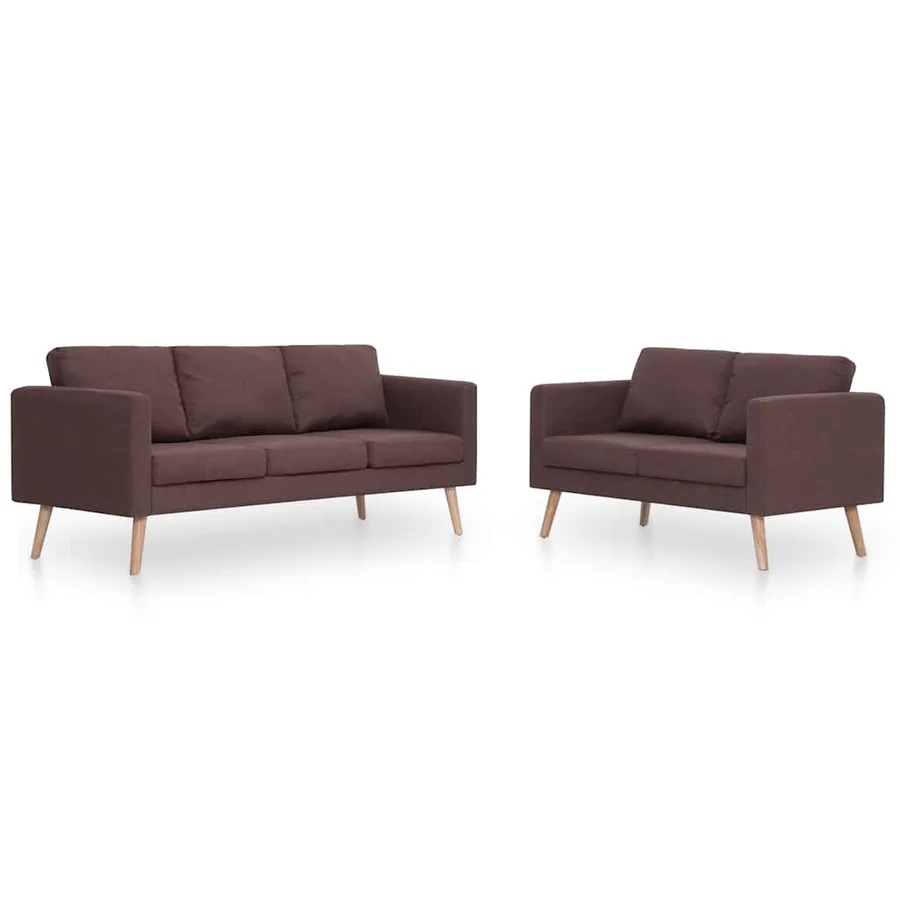 Ensemble de canapé 2 pcs tissu marron - 2