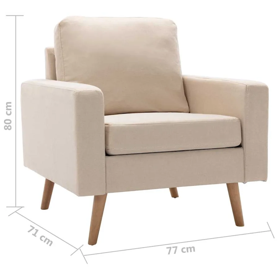 Ensemble de canapés 2 pcs Tissu Crème - 11