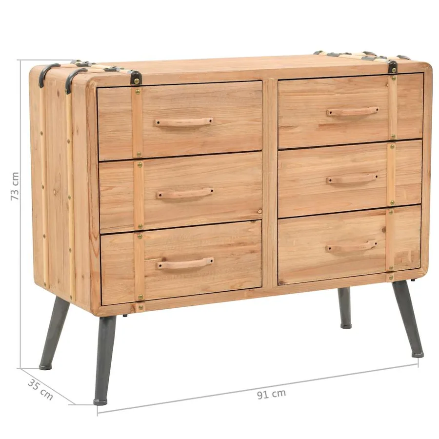 Armoire à tiroirs bois de sapin massif 91x35x73 cm - 10
