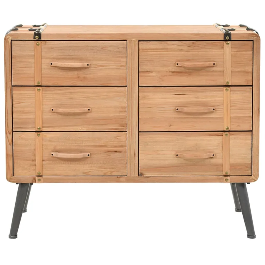 Armoire à tiroirs bois de sapin massif 91x35x73 cm - 2