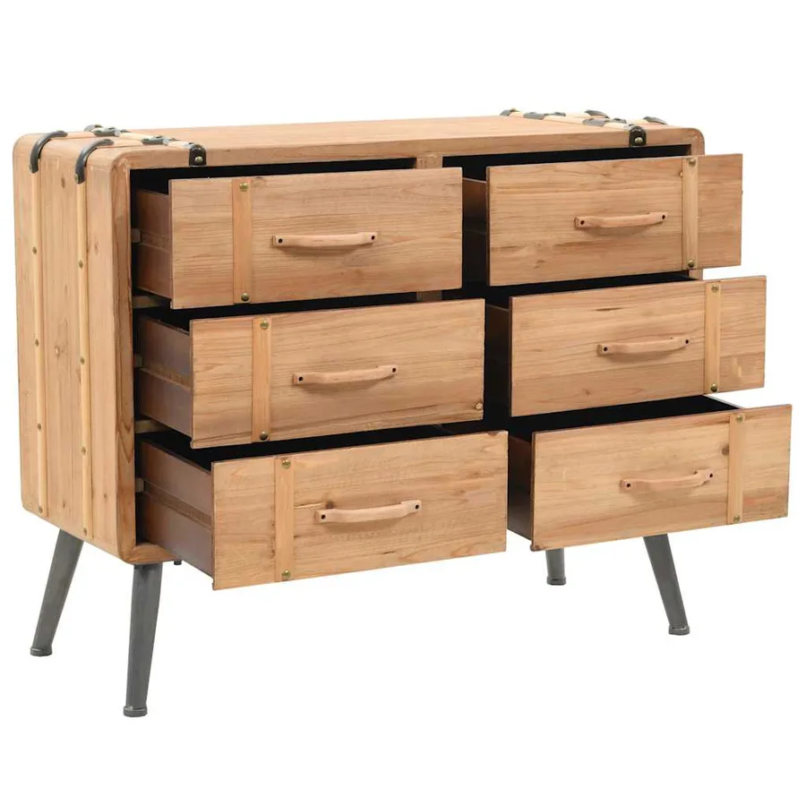 Armoire à tiroirs bois de sapin massif 91x35x73 cm - 5