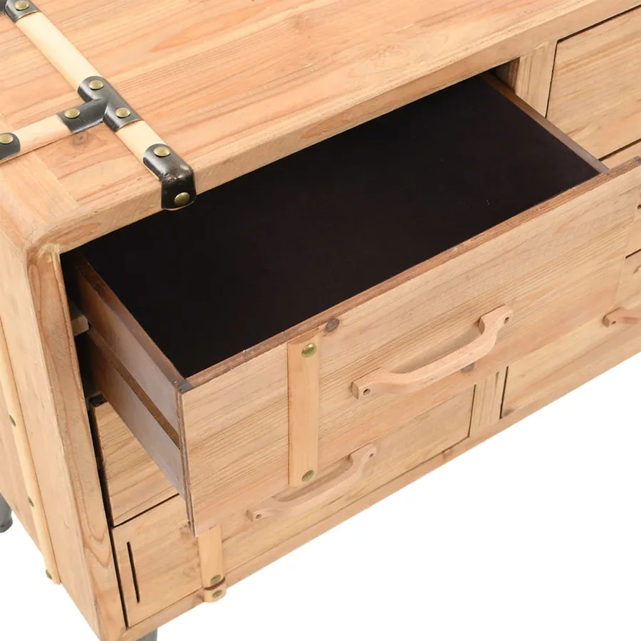 Armoire à tiroirs bois de sapin massif 91x35x73 cm - 6