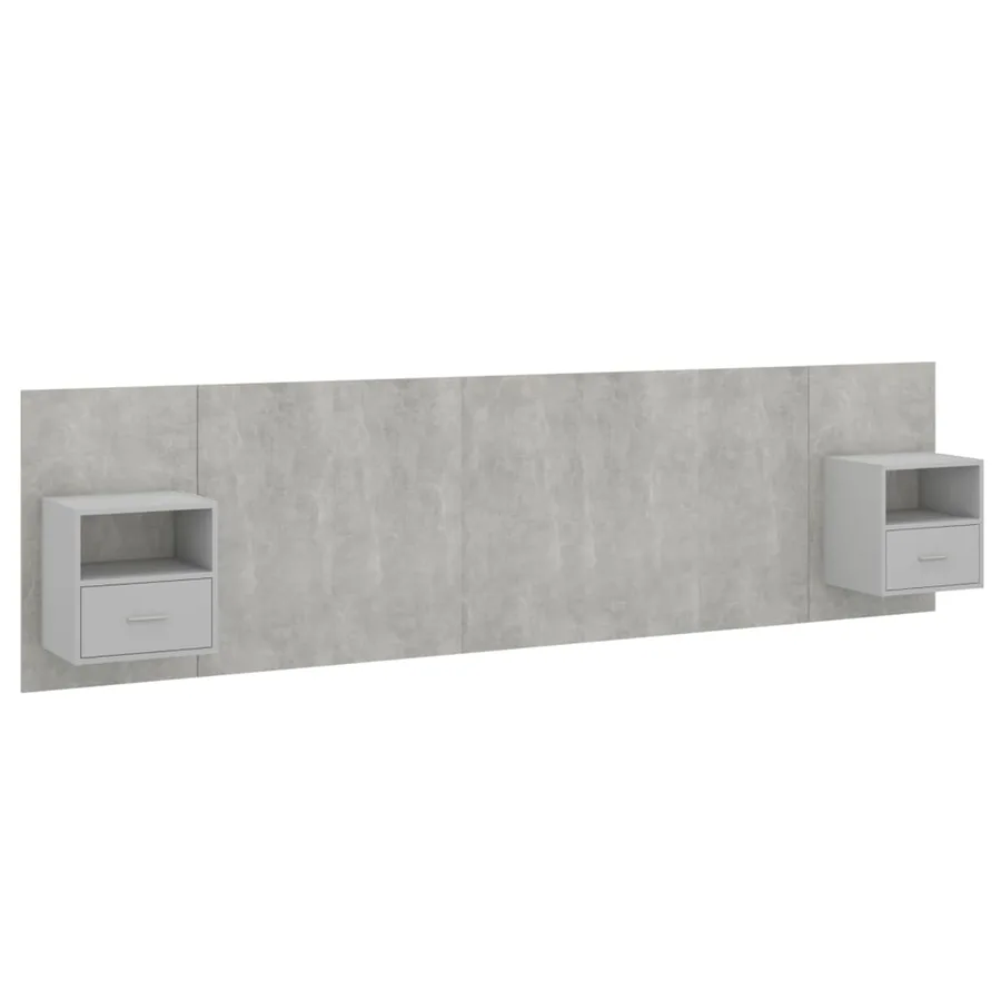 Tête de lit avec armoires Gris béton Bois d'ingénierie - 2