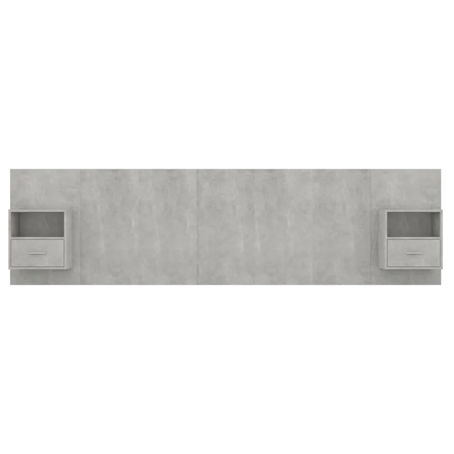 Tête de lit avec armoires Gris béton Bois d'ingénierie - 4