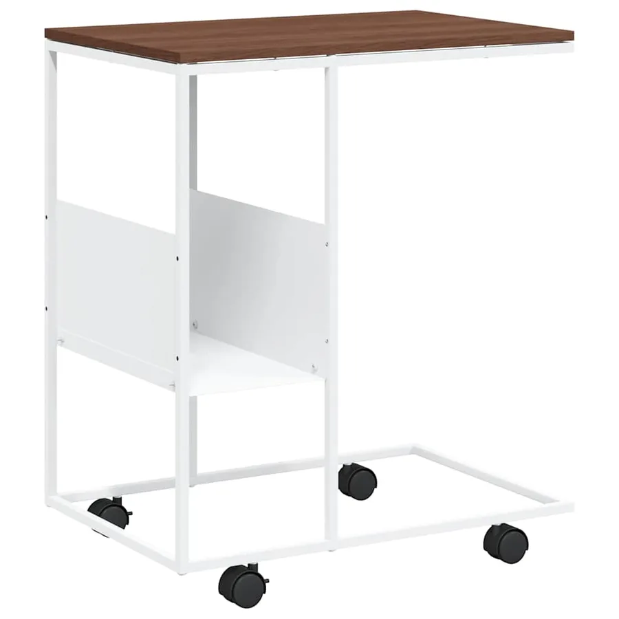 Table d'appoint avec roues blanc 55x36x63,5cm bois d'ingénierie - 2