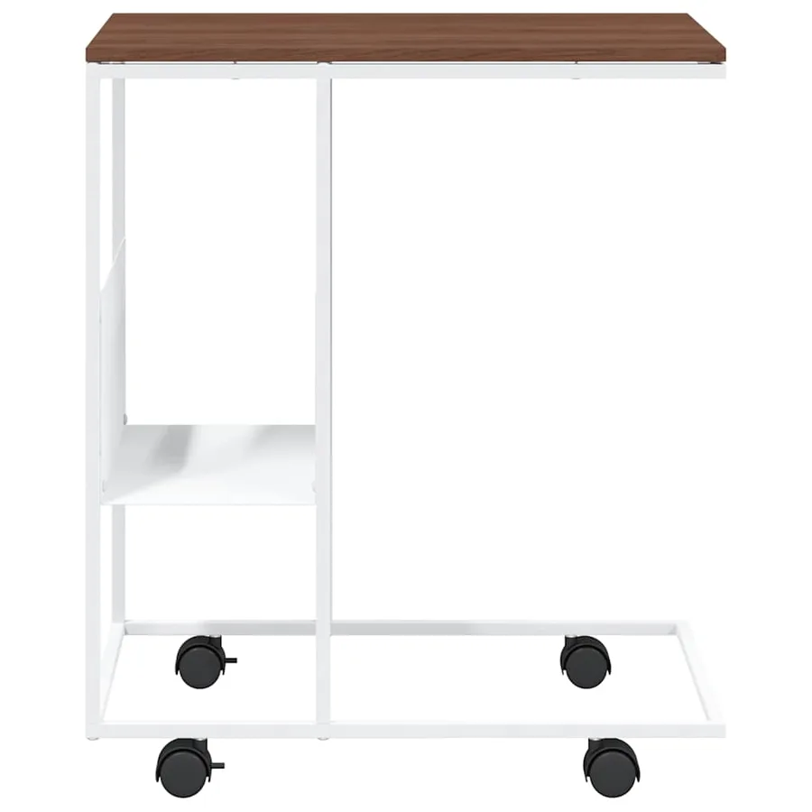 Table d'appoint avec roues blanc 55x36x63,5cm bois d'ingénierie - 4