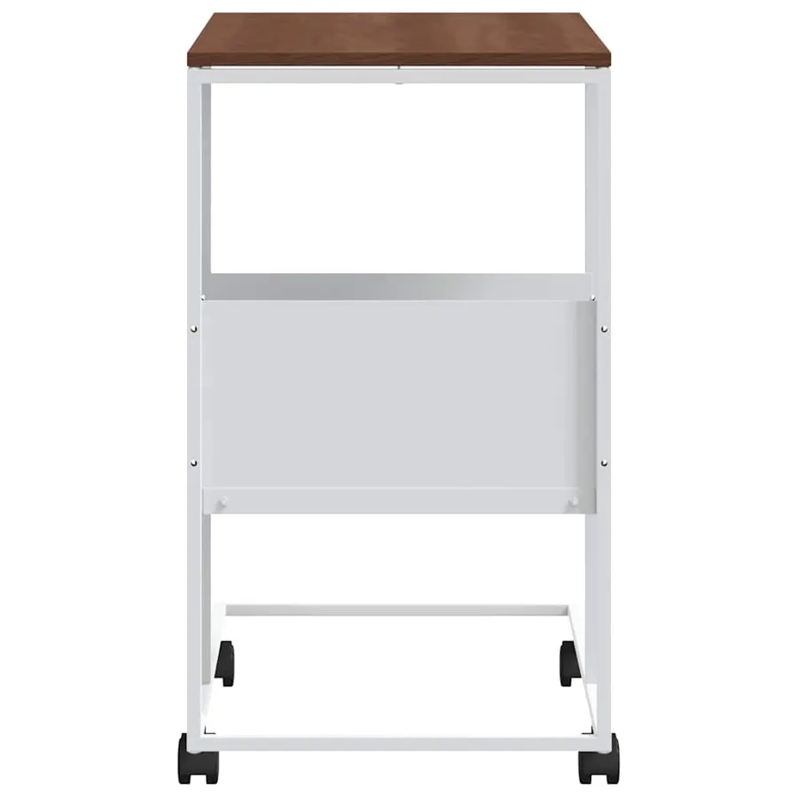 Table d'appoint avec roues blanc 55x36x63,5cm bois d'ingénierie - 5
