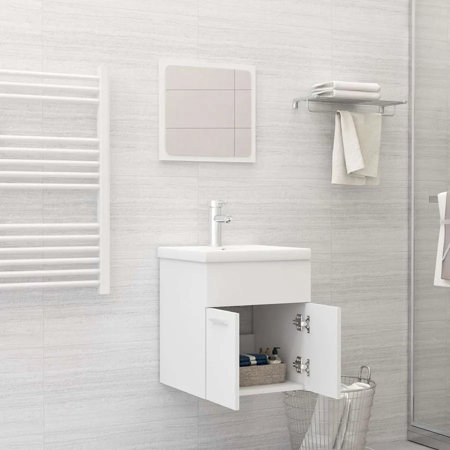 Ensemble de meubles de salle de bain 2 pcs Blanc Aggloméré - 3