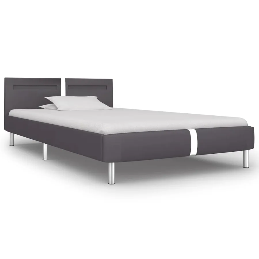 Cadre de lit avec LED sans matelas gris similicuir 90x200 cm - 2