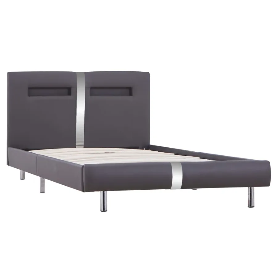 Cadre de lit avec LED sans matelas gris similicuir 90x200 cm - 3