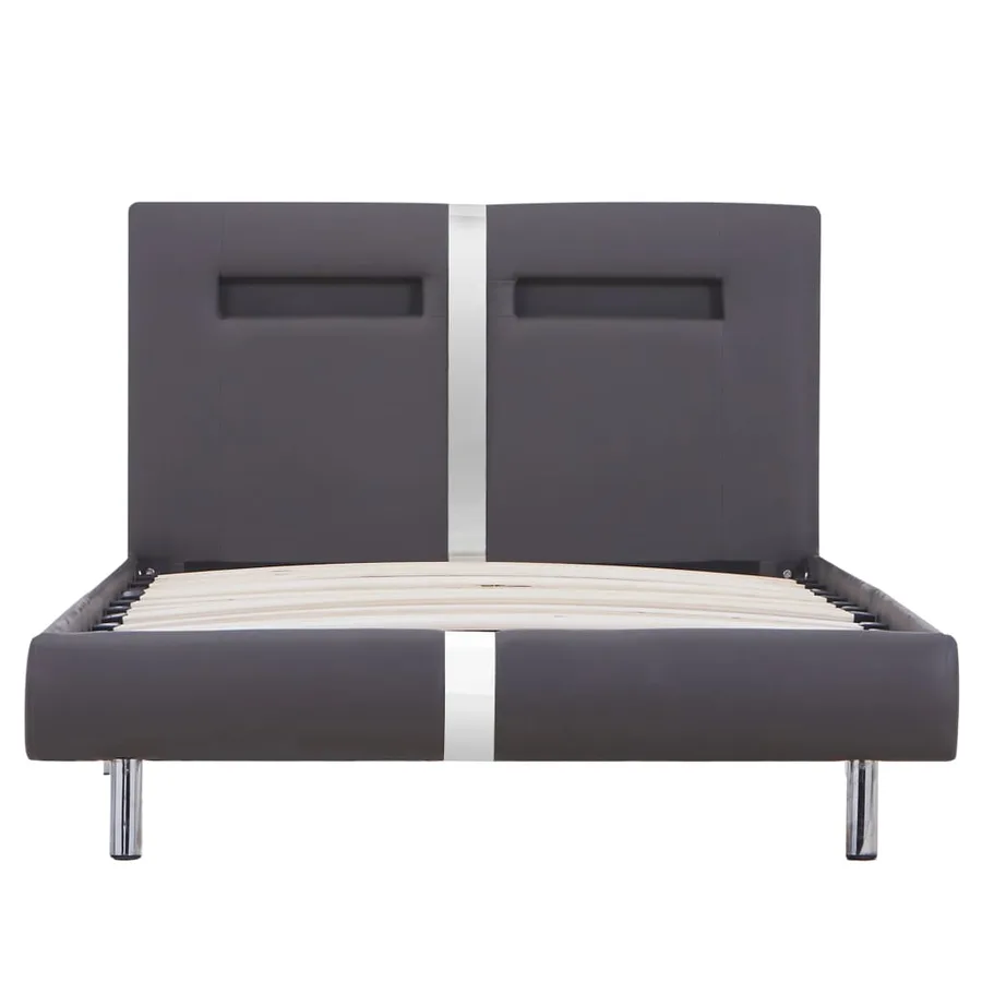 Cadre de lit avec LED sans matelas gris similicuir 90x200 cm - 4