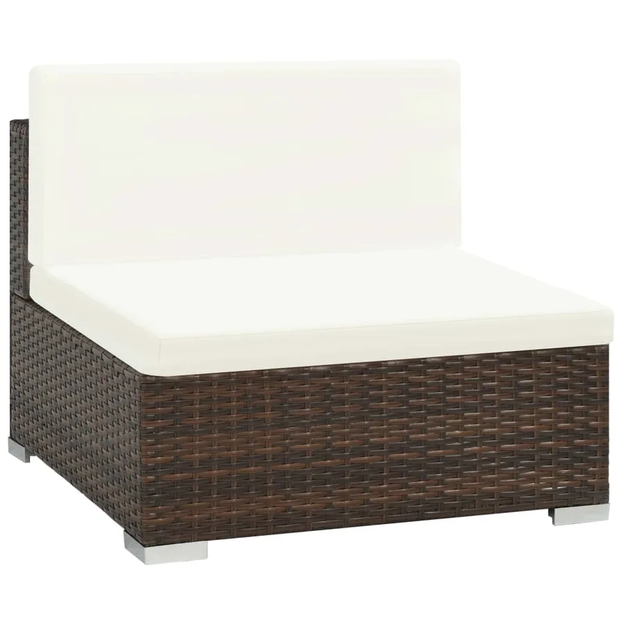 Salon de jardin 8 pcs avec coussins résine tressée marron - 3