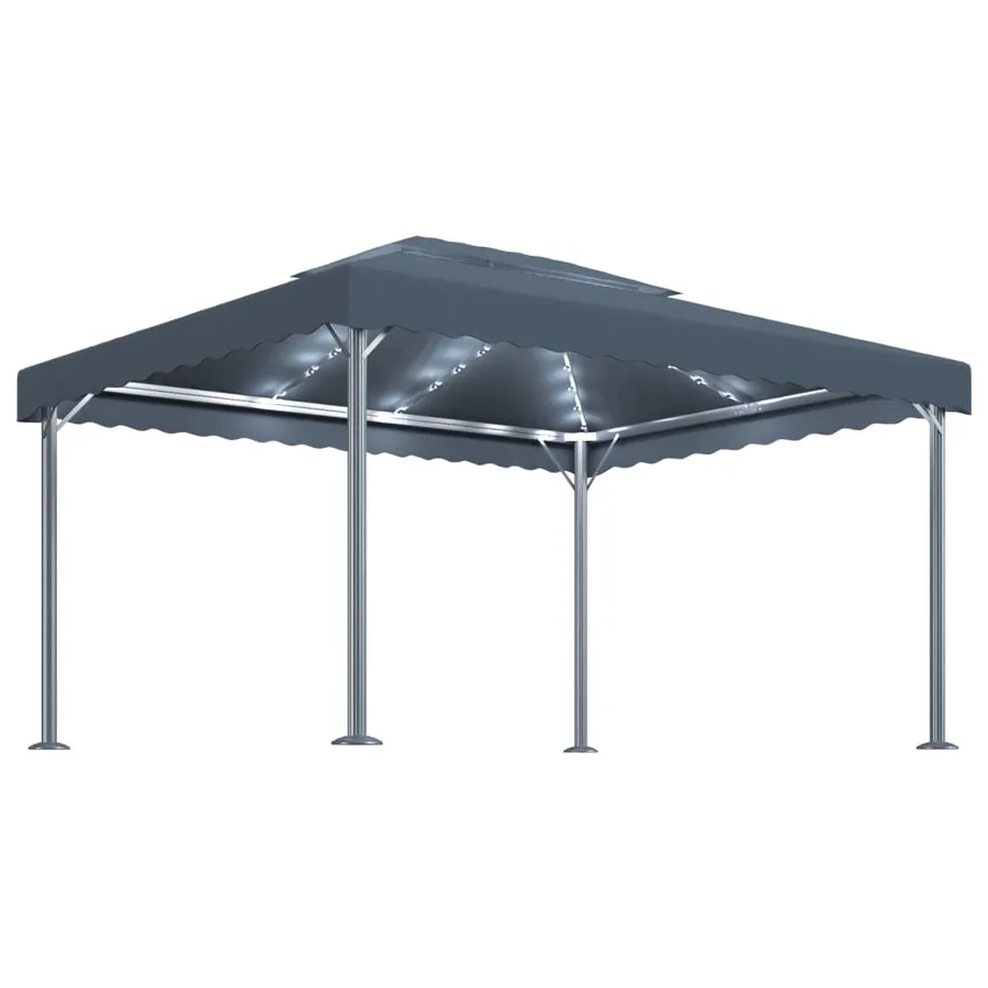 Tonnelle et guirlande lumineuse à LED 4x3m Anthracite Aluminium - 2