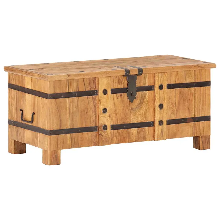 Coffre 90x40x40 cm Bois d'acacia solide - 10