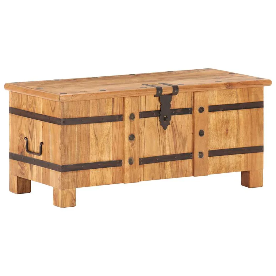 Coffre 90x40x40 cm Bois d'acacia solide - 12