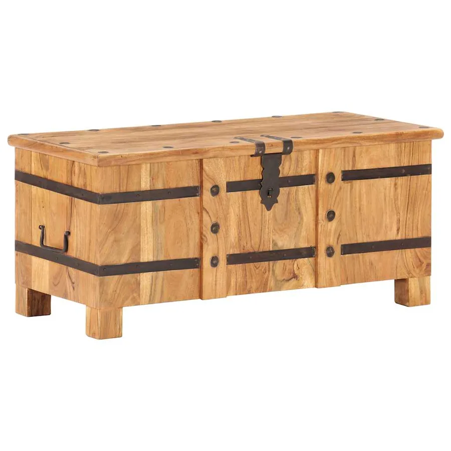 Coffre 90x40x40 cm Bois d'acacia solide - 13
