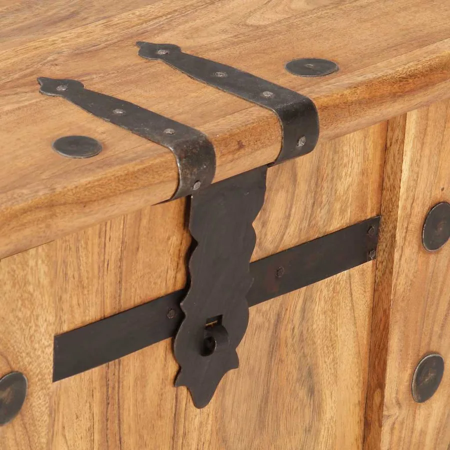 Coffre 90x40x40 cm Bois d'acacia solide - 6