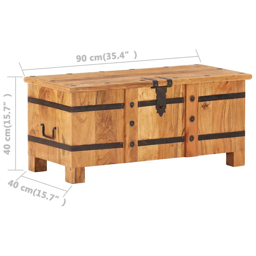 Coffre 90x40x40 cm Bois d'acacia solide - 9