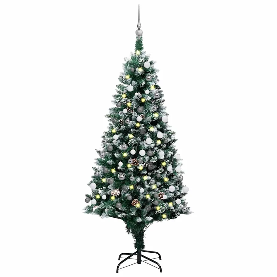 Arbre de Noël artificiel avec LED/boules pommes de pin 150cm