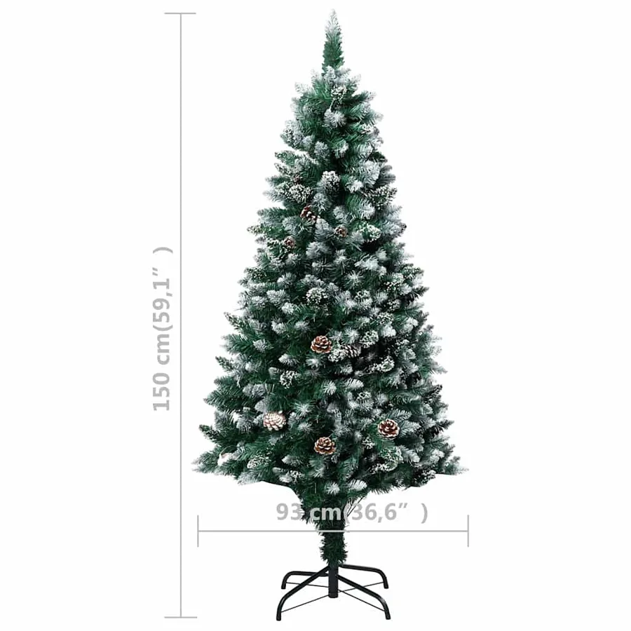 Arbre de Noël artificiel avec LED/boules pommes de pin 150cm - 13