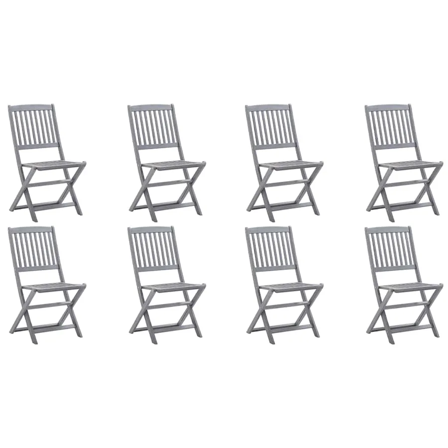Chaises pliables d'extérieur lot de 8 et coussins Bois d'acacia - 2