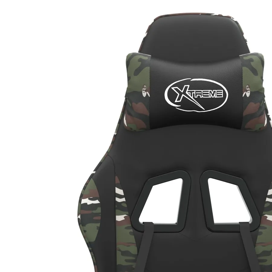 Chaise de jeu pivotante repose-pied Noir camouflage Similicuir - 10