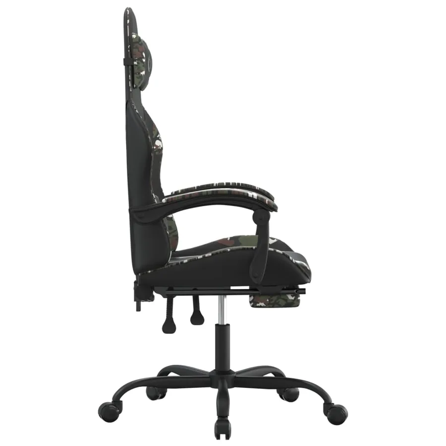 Chaise de jeu pivotante repose-pied Noir camouflage Similicuir - 4