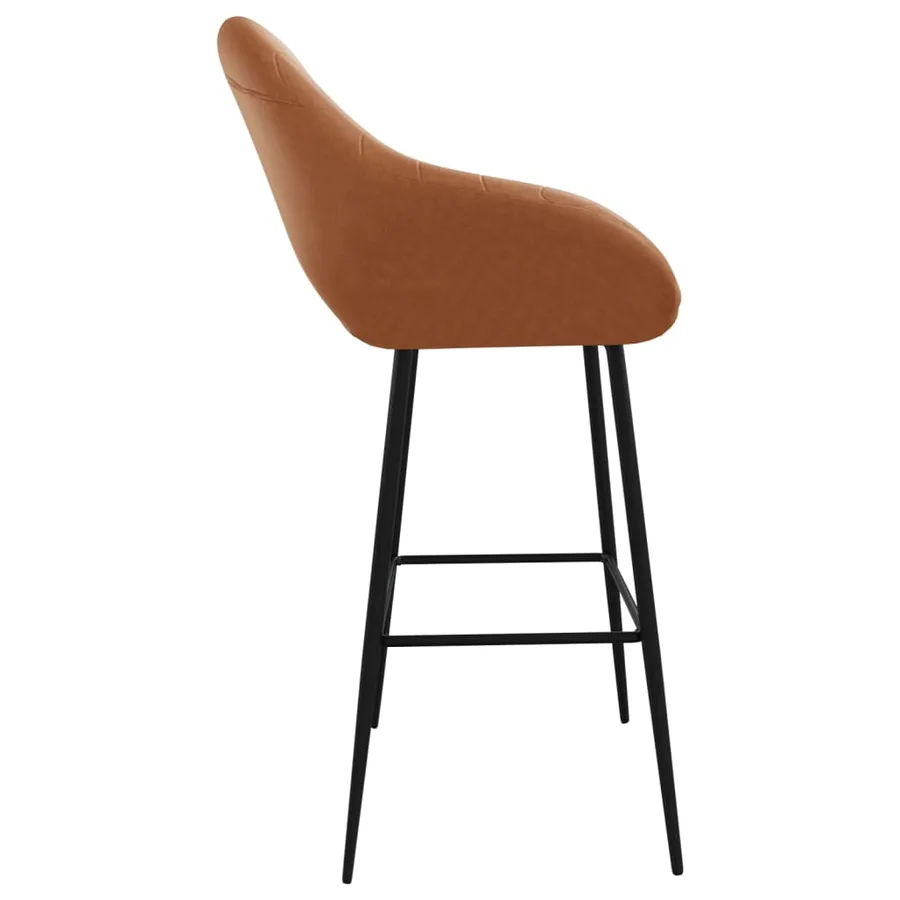 Tabourets de bar lot de 2 marron clair similicuir - 5