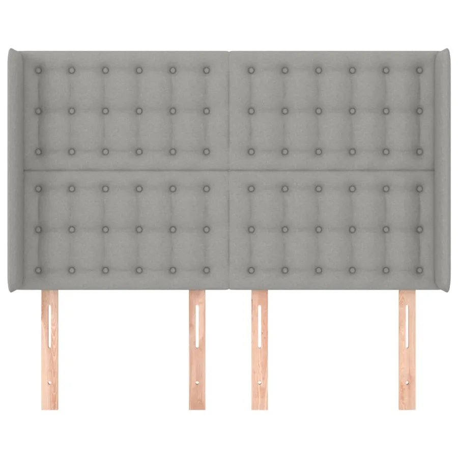 Tête de lit avec oreilles Gris clair 147x16x118/128 cm Tissu - 3