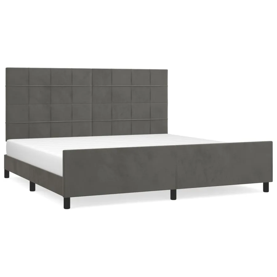 Cadre de lit sans matelas gris foncé 200x200 cm velours - 2