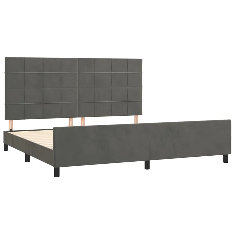 Cadre de lit sans matelas gris foncé 200x200 cm velours - 4