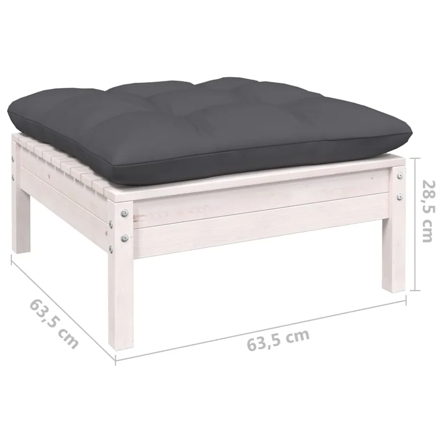 Salon de jardin 11 pcs avec coussins blanc bois de pin - 9