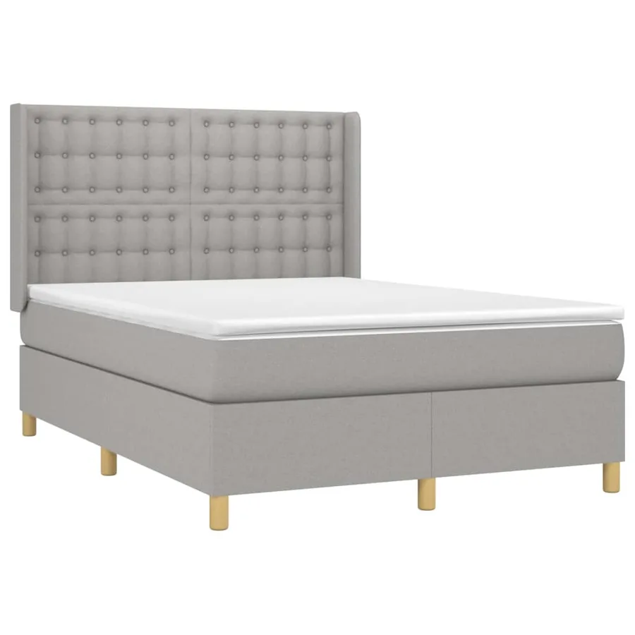 Sommier à lattes de lit avec matelas Gris clair 140x200cm Tissu - 3
