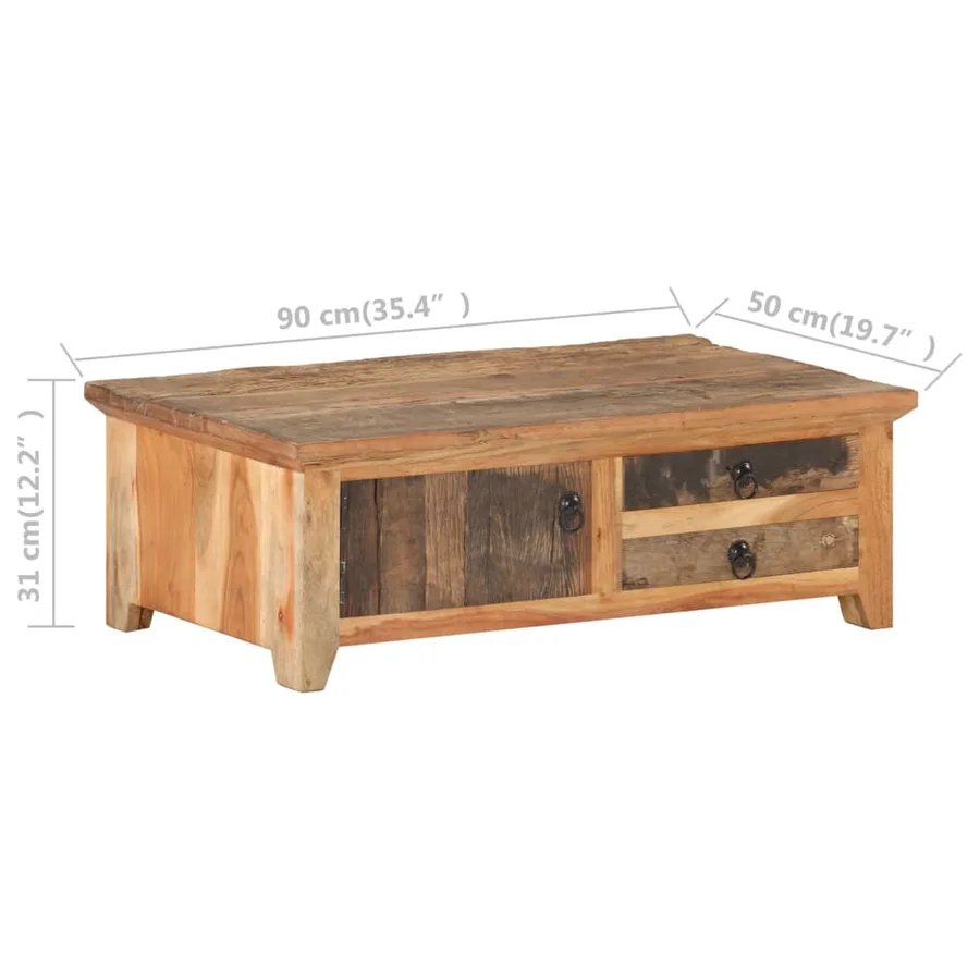Table basse 90x50x31 cm Bois de récupération massif - 7