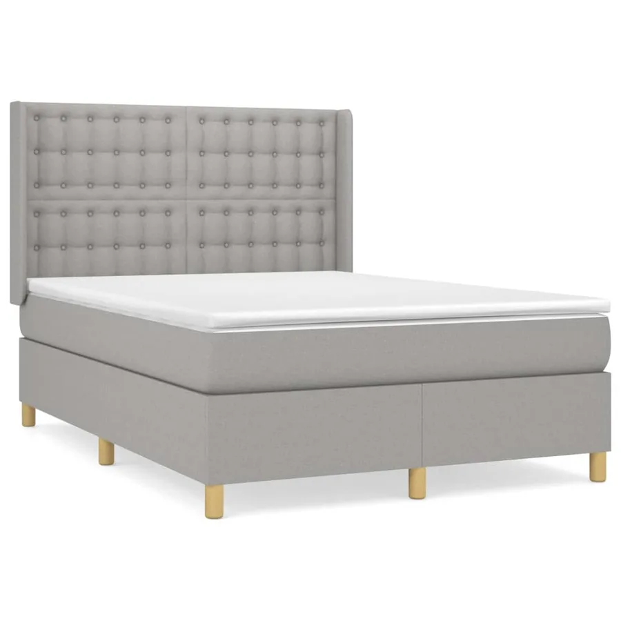 Sommier à lattes de lit avec matelas Gris clair 140x190cm Tissu - 2