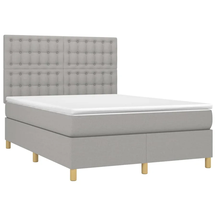 Sommier à lattes de lit et matelas et LED Gris clair 140x200 cm - 3