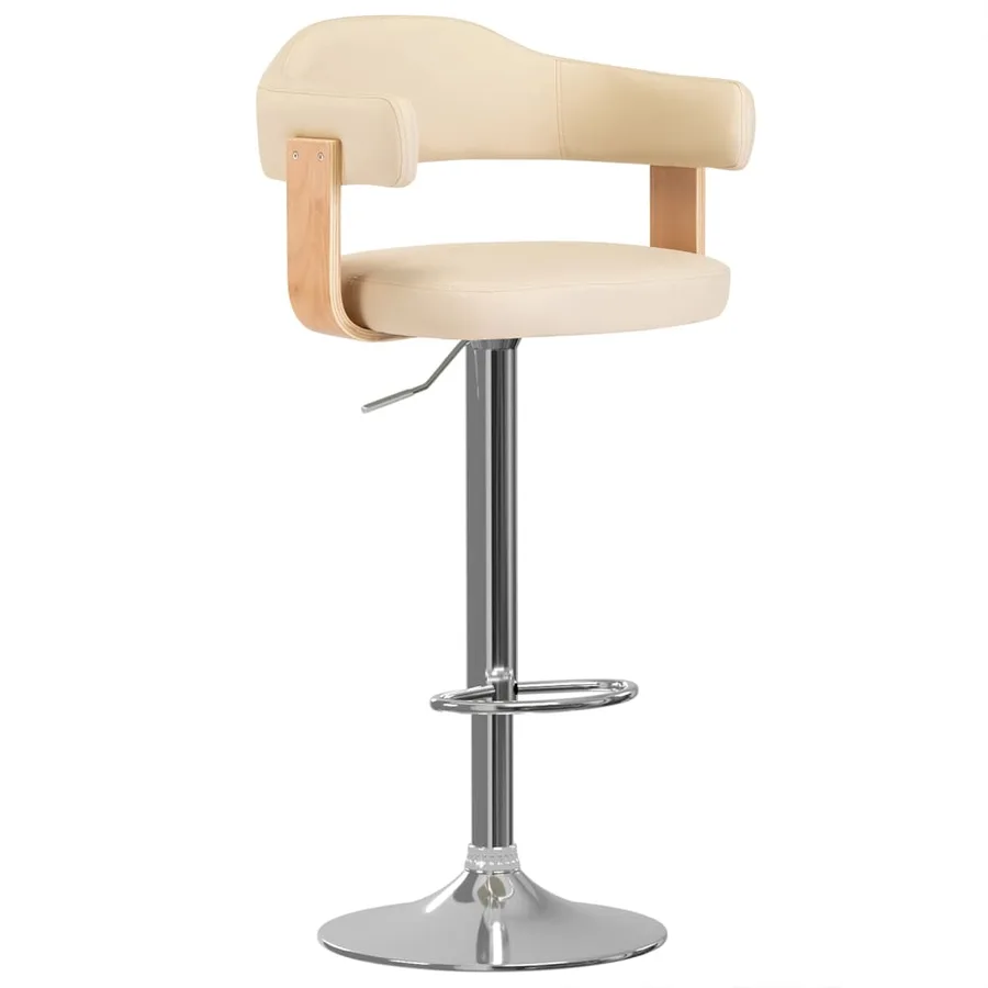 Tabourets de bar lot de 2 crème bois courbé et similicuir - 2