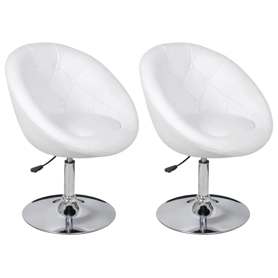 Tabourets de bar lot de 2 blanc similicuir - 2
