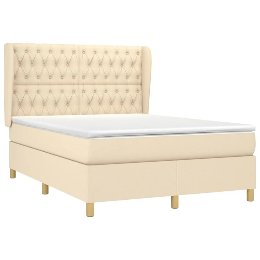 Sommier à lattes de lit avec matelas Crème 140x200 cm Tissu - 3