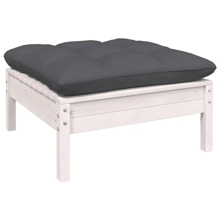 Salon de jardin 8 pcs avec coussins blanc bois de pin massif - 4