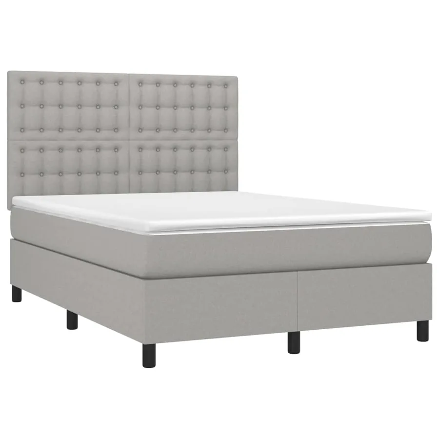 Sommier à lattes de lit et matelas et LED Gris clair 140x190 cm - 3