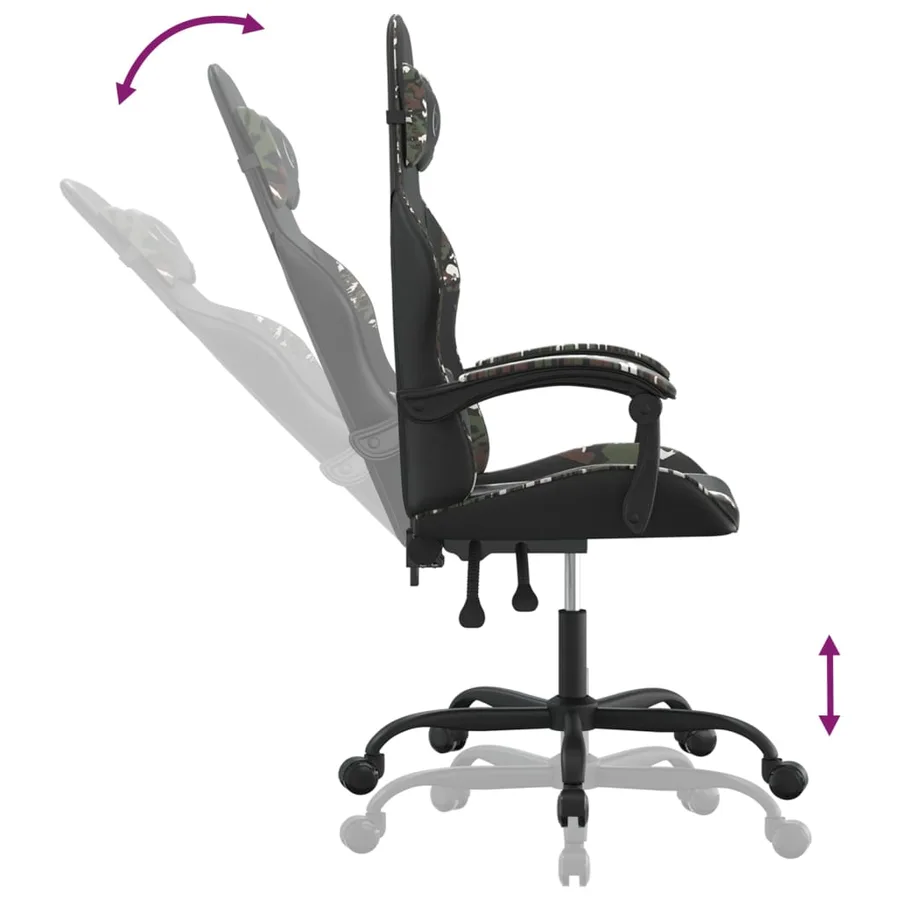 Chaise de jeu pivotante Noir et camouflage Similicuir - 10