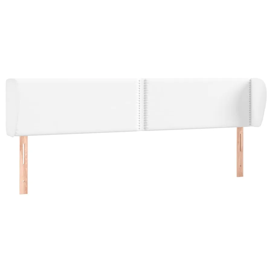 Tête de lit avec oreilles Blanc 203x23x78/88 cm Similicuir - 2