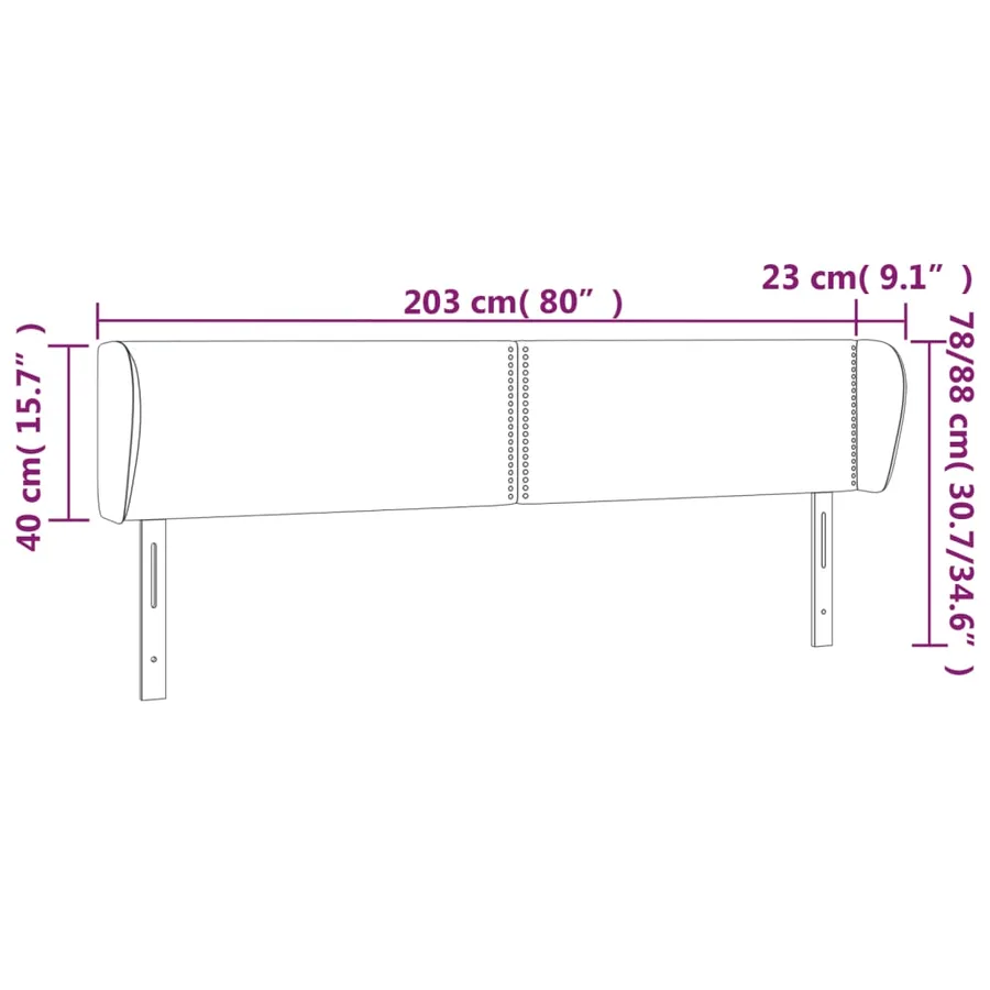 Tête de lit avec oreilles Blanc 203x23x78/88 cm Similicuir - 9